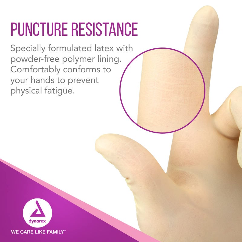 Dynarex Sterile Latex Surgical Gloves, Size 8 & Powder-Free, Offers Superior Protection & Comfort for Sensitive Hands, Beaded Cuffs, Bisque, 1 Box of 50 Pairs (Packaging May Vary) - Image 3